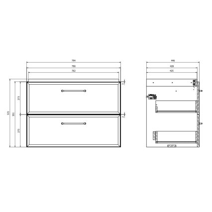 Cersanit S1017-003 - Wandhangend badkamermeubel MILLE voor onder de wastafel 80x55x45 cm zwart
