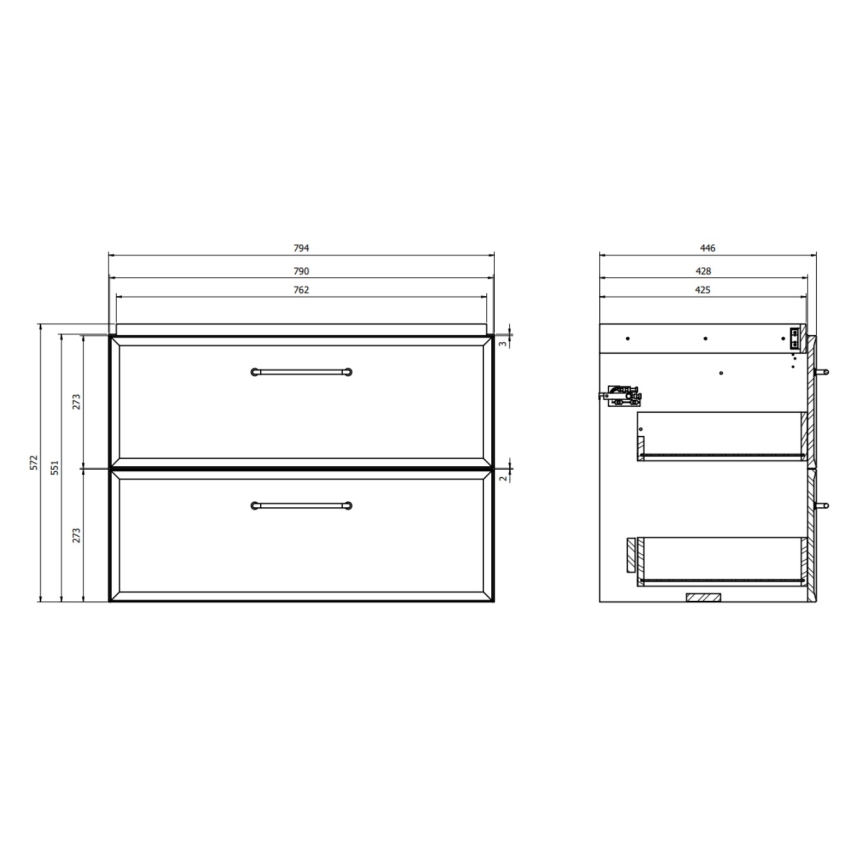 Cersanit S1017-004 - Hangende badkamerkast onder wastafel MILLE 80x55x45 cm mintgroen