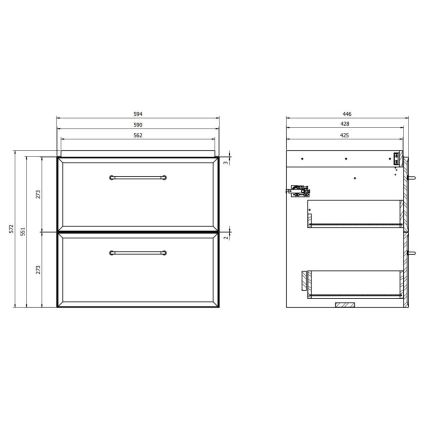 Cersanit S1021-002 - Hangende wastafelonderkast MILLE 60x45 cm zwart