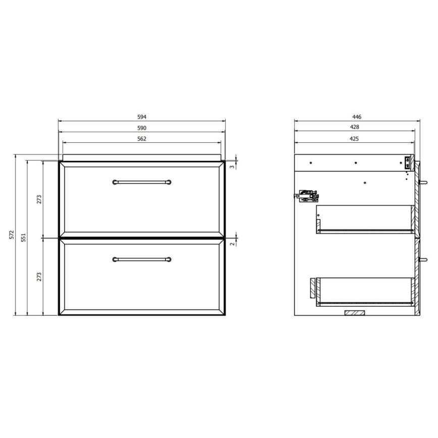Cersanit S1021-002 - Hangende wastafelonderkast MILLE 60x45 cm zwart