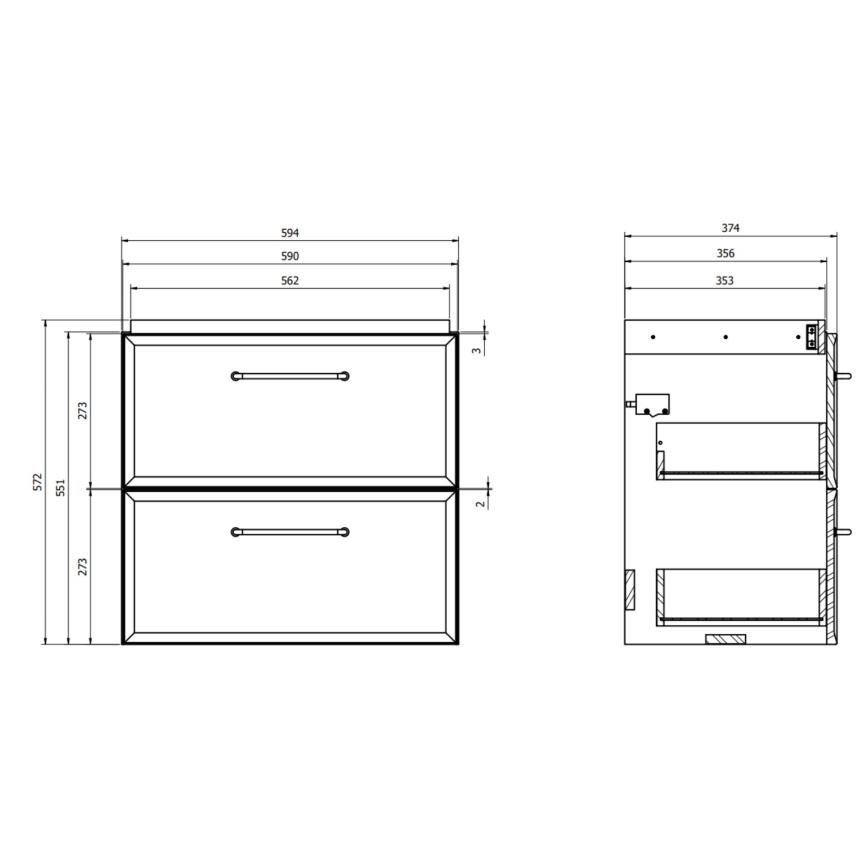 Cersanit S1021-009 - Hangend badkamermeubel onder de wastafel MILLE SLIM 60x38 cm mintgroen