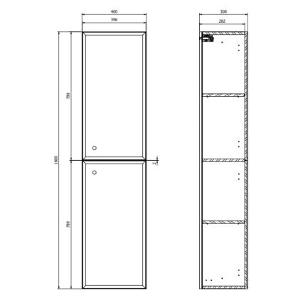 Cersanit S1021-012 - Wandgemonteerde badkamerkast MILLE 40x160x30 cm mintkleurig