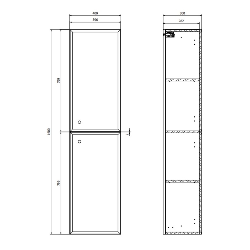 Cersanit S1021-012 - Wandgemonteerde badkamerkast MILLE 40x160x30 cm mintkleurig