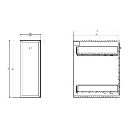 Cersanit S1022-006 - Hangende badkamerkast MILLE 20x45 cm mat wit
