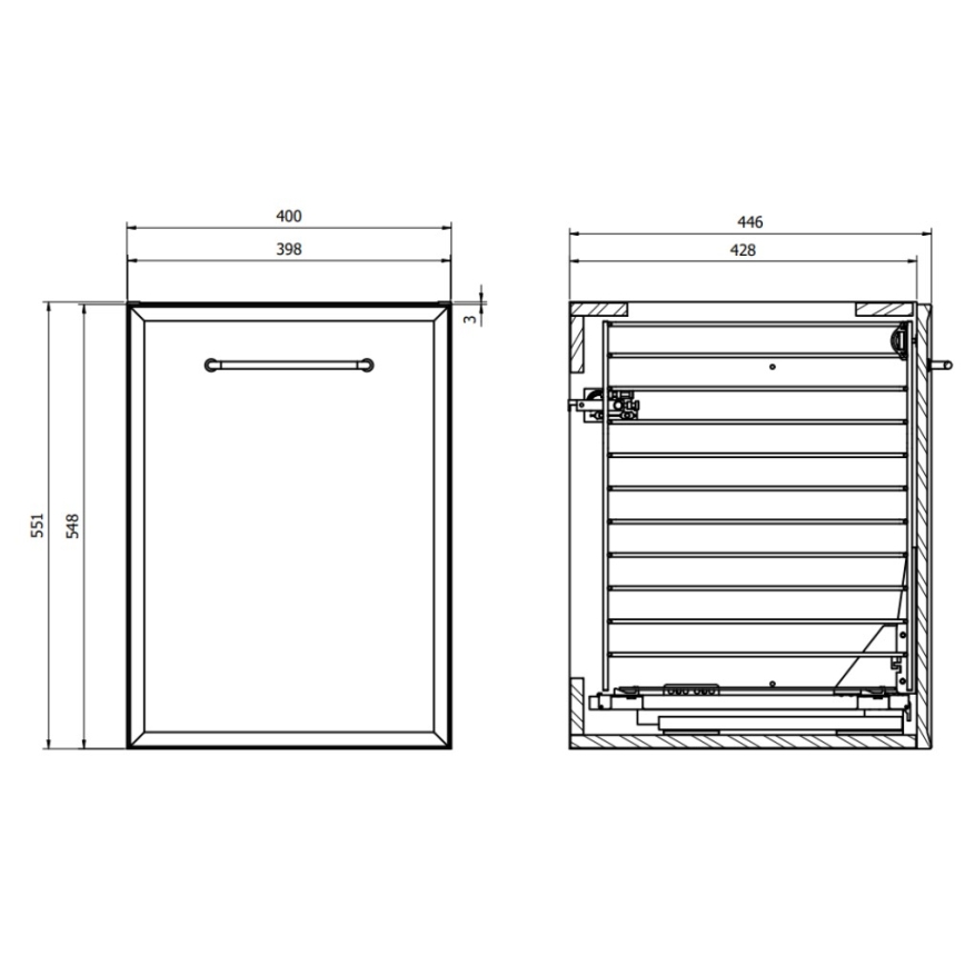 Cersanit S1022-010 - Hangende badkamerkast met wasmand MILLE 40x55x45 cm mintgroen
