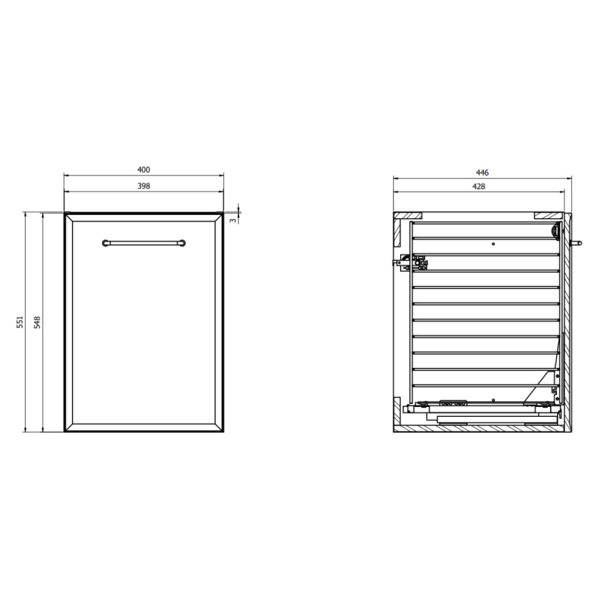 Cersanit S1022-011 - Hangende badkamerkast met geïntegreerde wasmand MILLE 40x55x45 cm wit