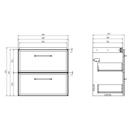 Cersanit S590-100 - Hangende badkamerkast voor onder de wastafel MILLE SLIM 60x38 cm zwart