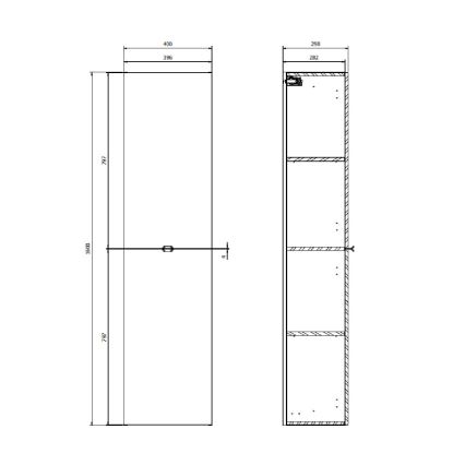 Cersanit S598-050-DSM - Hangend badkamerkastje MALIKA 160x40 cm hoogglans wit