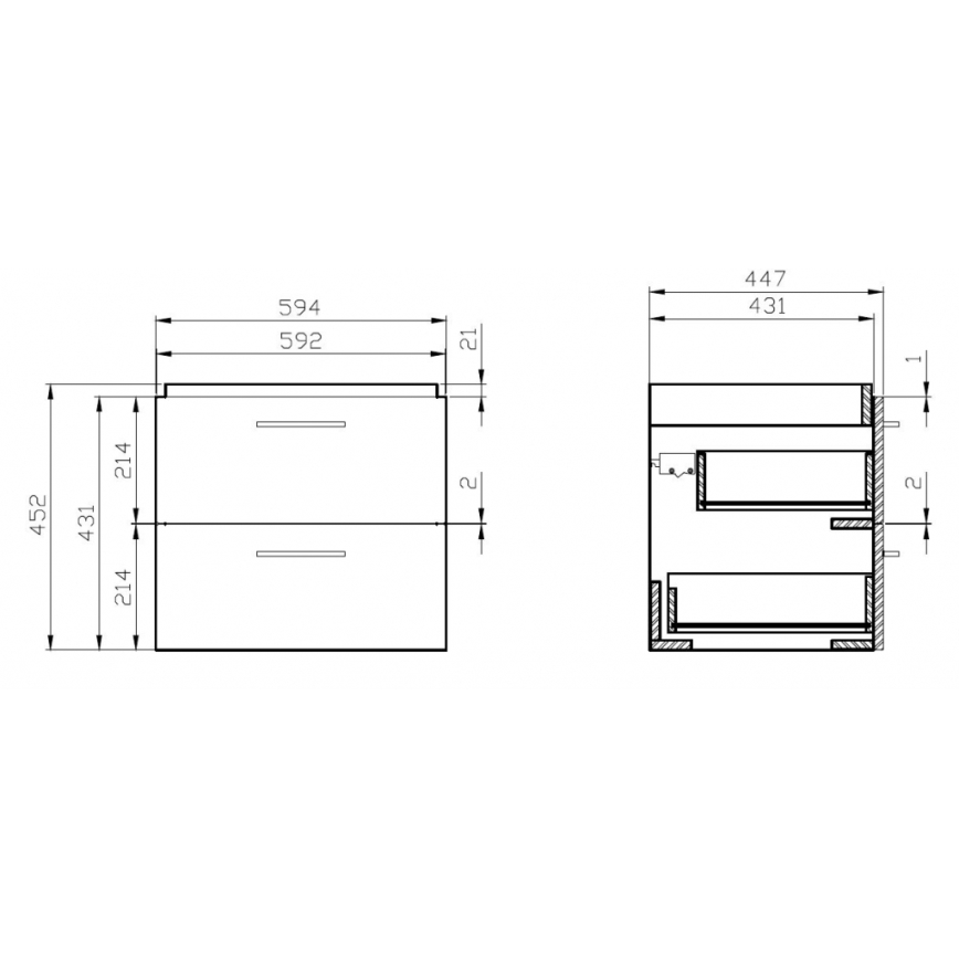 Cersanit S801-142-DSM - Hangend badmeubel met wastafel LARA CITY 60x45 cm wit