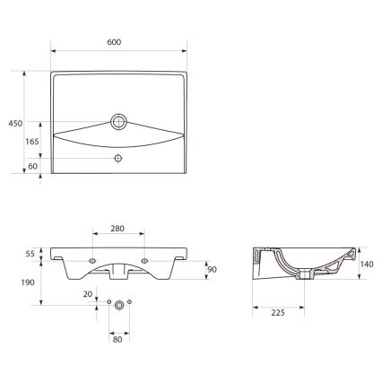 Cersanit S801-142-DSM - Hangende badkamerskast met wastafel ELODY PLUS 46x60 cm wit