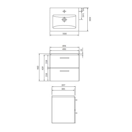 Cersanit S801-146-DSM - Hangende badkamerskast met wastafel ELIS 46x50 cm wit