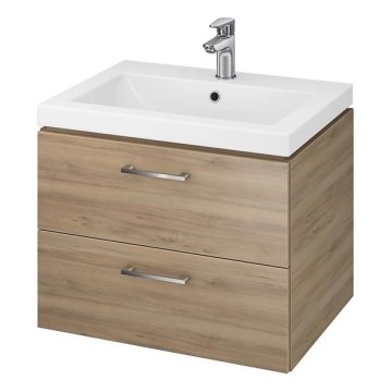 Cersanit S801-148-DSM - Hangende badkamerskast met wastafel LARA 46x60 cm notenhout