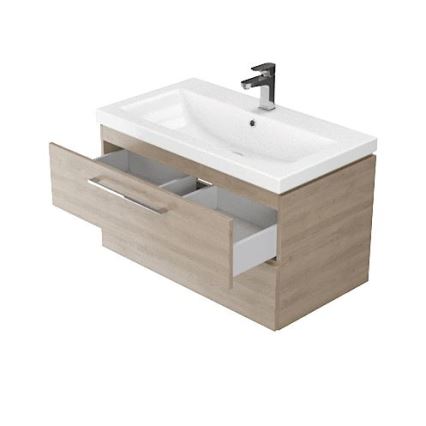 Cersanit S801-148-DSM - Hangende badkamerskast met wastafel ELODY 46x60 cm notenhout
