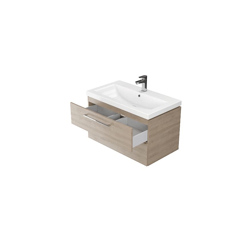 Cersanit S801-148-DSM - Hangende badkamerskast met wastafel ELODY 46x60 cm notenhout