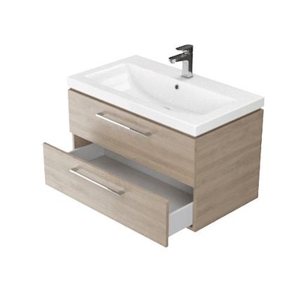 Cersanit S801-148-DSM - Hangende badkamerskast met wastafel ELODY 46x60 cm notenhout