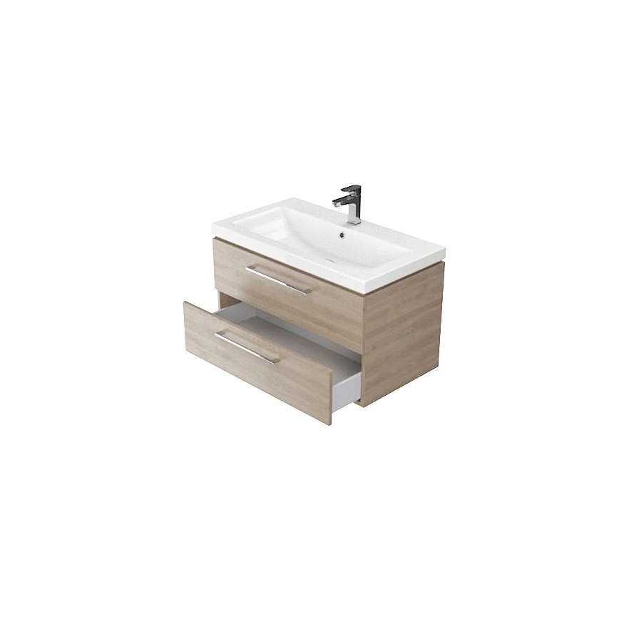 Cersanit S801-148-DSM - Hangende badkamerskast met wastafel ELODY 46x60 cm notenhout
