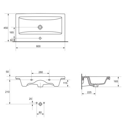 Cersanit S801-149-DSM - Hangende badkamerskast met wastafel ELODY 46x80 cm wit