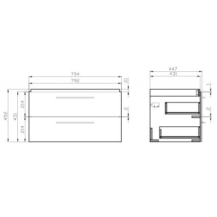 Cersanit S801-149-DSM - Hangende badkamerskast met wastafel ELODY 46x80 cm wit
