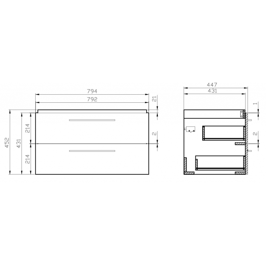 Cersanit S801-149-DSM - Hangende badkamerskast met wastafel ELODY 46x80 cm wit