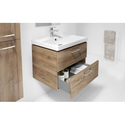 Cersanit S801-153-DSM - Hangende badkamerskast met wastafel ELIS 46x50 cm notenhout