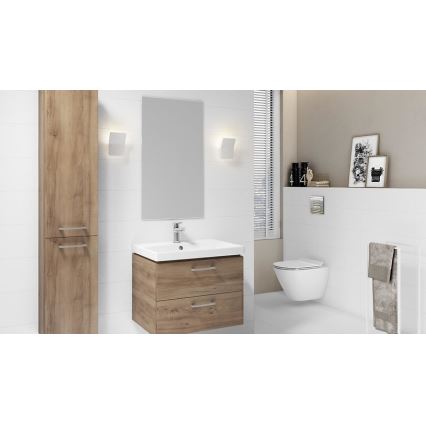 Cersanit S801-153-DSM - Hangende badkamerskast met wastafel ELIS 46x50 cm notenhout