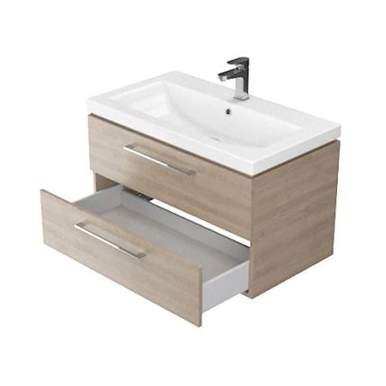 Cersanit S801-154-DSM - Hangend badkamermeubel met wastafel LARA 80x46x45 cm walnoot