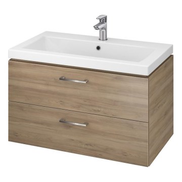 Cersanit S801-154-DSM - Hangende badkamerskast met wastafel LARA 46x80 cm notenhout