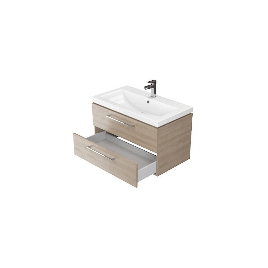 Cersanit S801-154-DSM - Hangende badkamerskast met wastafel ELODY 46x80 cm notenhout