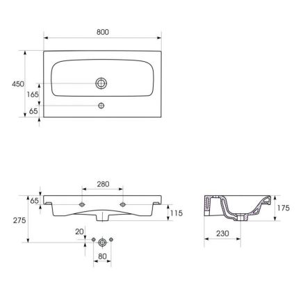 Cersanit S801-221-DSM - Hangend badmeubel met wastafel MODUO 80x45 cm glanzend wit