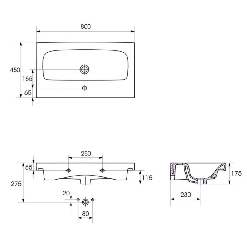 Cersanit S801-221-DSM - Hangend badmeubel met wastafel MODUO 80x45 cm glanzend wit