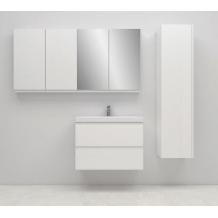 Cersanit S801-221-DSM - Hangende badkamerskast met wastafel MEDDIE 62x80 cm glanzend wit