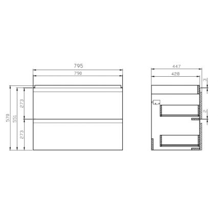 Cersanit S801-221-DSM - Hangende badkamerskast met wastafel MEDDIE 62x80 cm glanzend wit