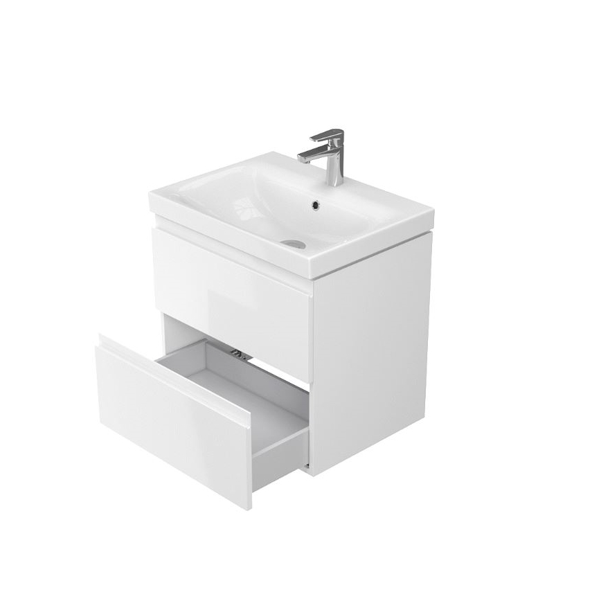 Cersanit S801-223-DSM - Hangende badkamerskast met wastafel MEDDIE 62x60 cm glanzend wit