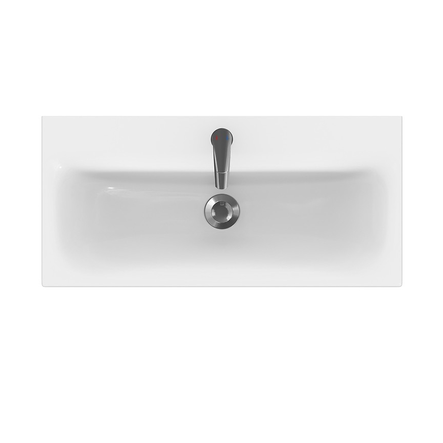 Cersanit S801-225-DSM - Hangend badkamermeubel met wastafel MODUO SLIM 80x38 cm glanzend wit