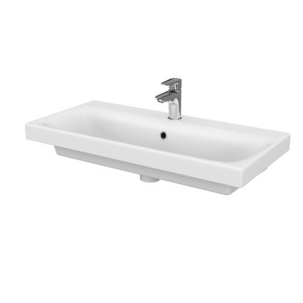 Cersanit S801-225-DSM - Hangende badkamerskast met wastafel MEDA SLIM 62x80 cm glanzend wit