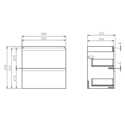Cersanit S801-227-DSM - Hangend badmeubel met wastafel MODUO SLIM 60x57x38 cm hoogglans wit