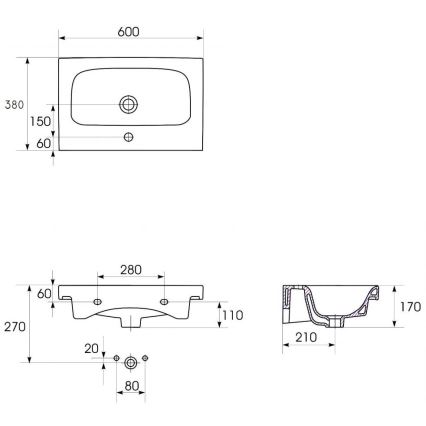 Cersanit S801-227-DSM - Hangend badmeubel met wastafel MODUO SLIM 60x57x38 cm hoogglans wit