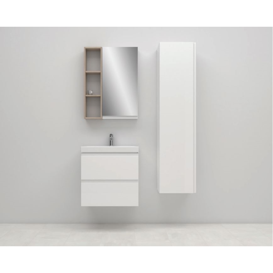Cersanit S801-229-DSM - Hangende badkamerskast met wastafel MEDA SLIM 62x50 cm glanzend wit