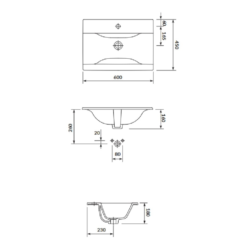 Cersanit S801-309-DSM- Hangend badkamermeubel met wastafel NIKO 60x45 cm wit