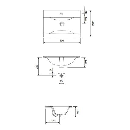 Cersanit S801-309-DSM - Hangend badmeubel met wastafel NIKO 60x45 cm, wit