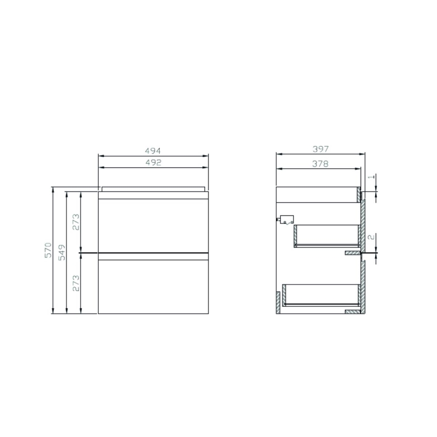 Cersanit S801-312-ECO - Hangend badkamermeubel met wastafel MODUO 50x40 cm, wit