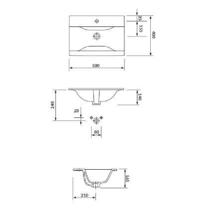 Cersanit S801-456 - Hangend badmeubel met wastafel NIKO 50x40 cm wit