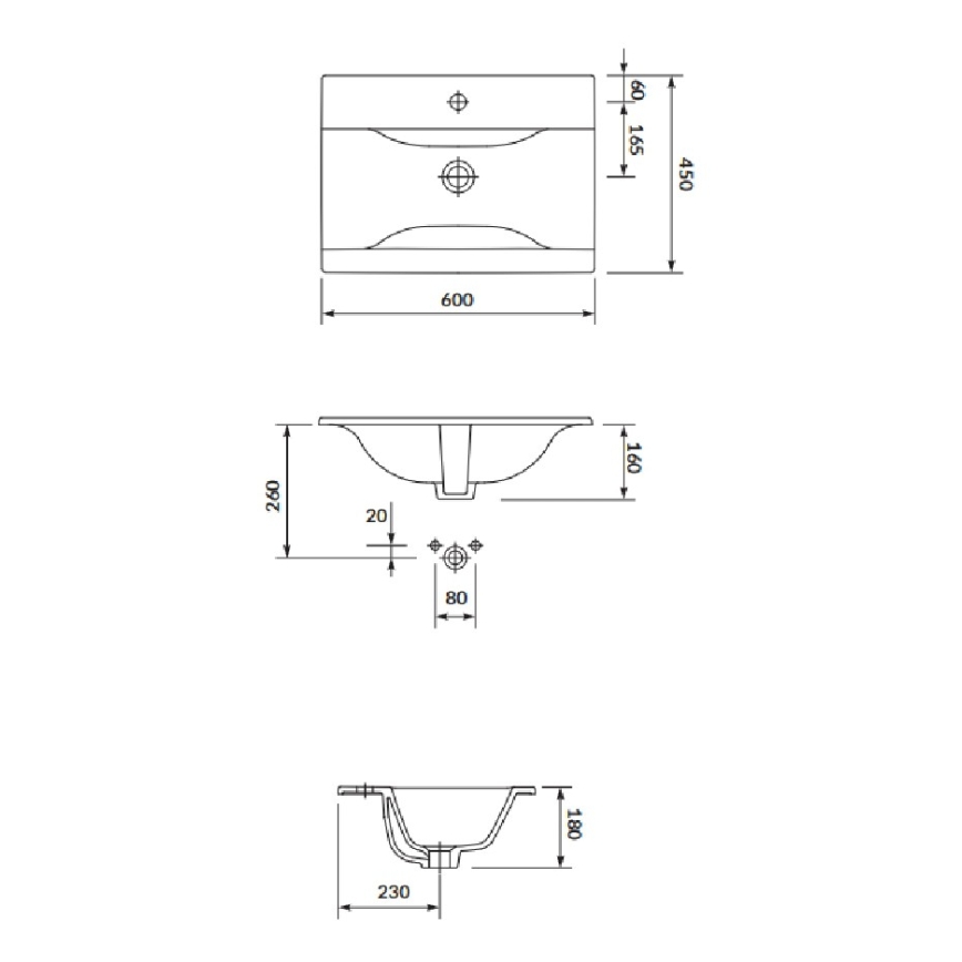 Cersanit S801-457 - Hangend wastafelmeubel NIKO, 60 x 45 cm, noten