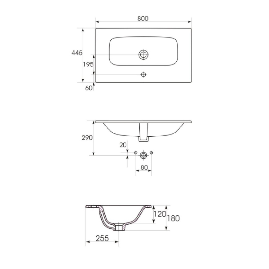 Cersanit S801-538 - Hangend badmeubel met wastafel NIKO 80x45 cm wit