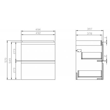 Cersanit S929-012 - Hangend badkamermeubel MODUO 49,4x39,7 cm voor onder de wastafel, hoogglans wit