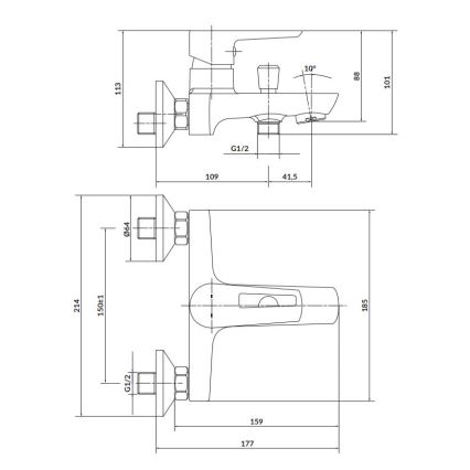 Cersanit S951-008 - Badkraan MILLE wit/glanzend chroom