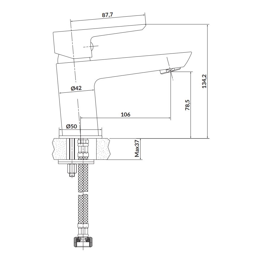 Cersanit S951-048 - Kraan voor wastafel MILLE 13,4 cm zwart + afval
