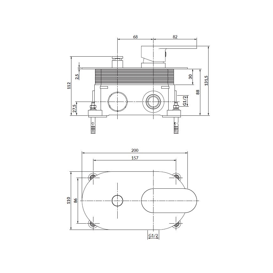 Cersanit S951-305 -Douchekraan voor verborgen installatie CREA glanzend chroom