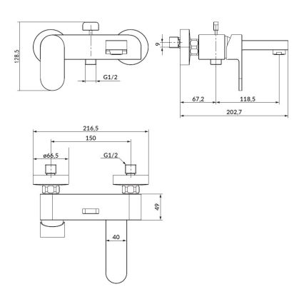 Cersanit S951-307 - Badkraan CREA zwart
