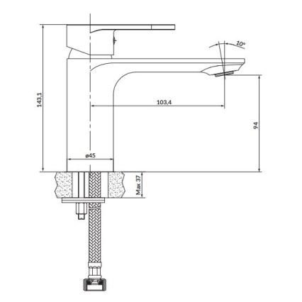 Cersanit S951-328 - Kraan voor wastafel CREA 14,3 cm glanzend chroom